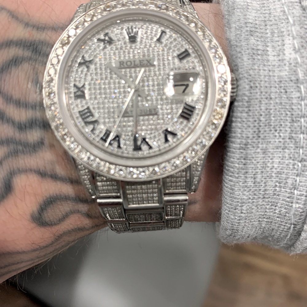 36mm stainless steel diamond bust down date just